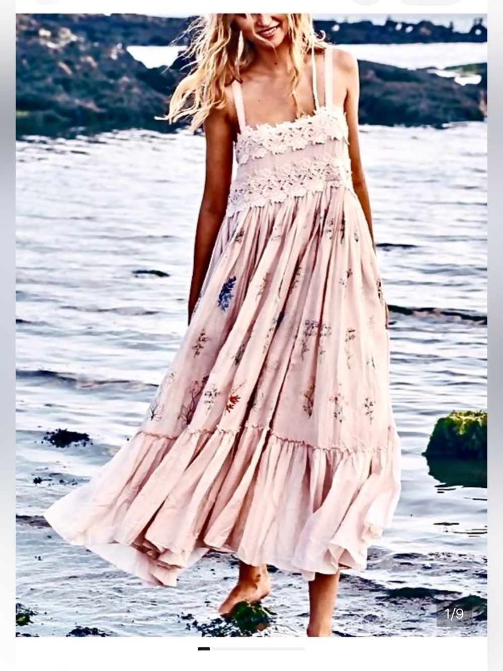 Caroline Constas 🔥 BlushPink Lace Bodice Floral Embroidered Guipure Maxi Sundres - Picture 4 of 12